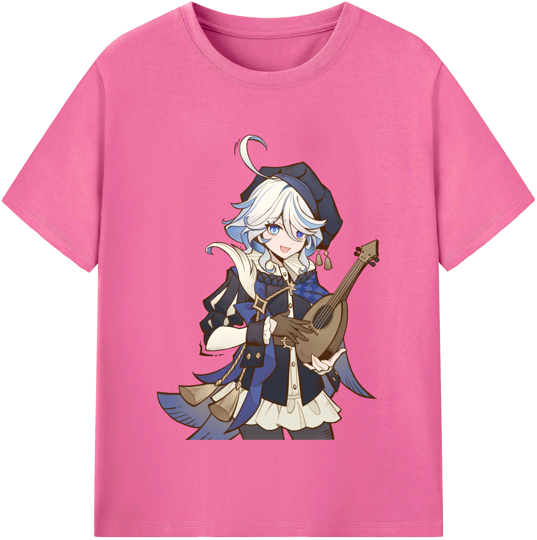 げんし神 フリーナ genshin Furina レディースカジュアルプリントTシャツ（綿100％）